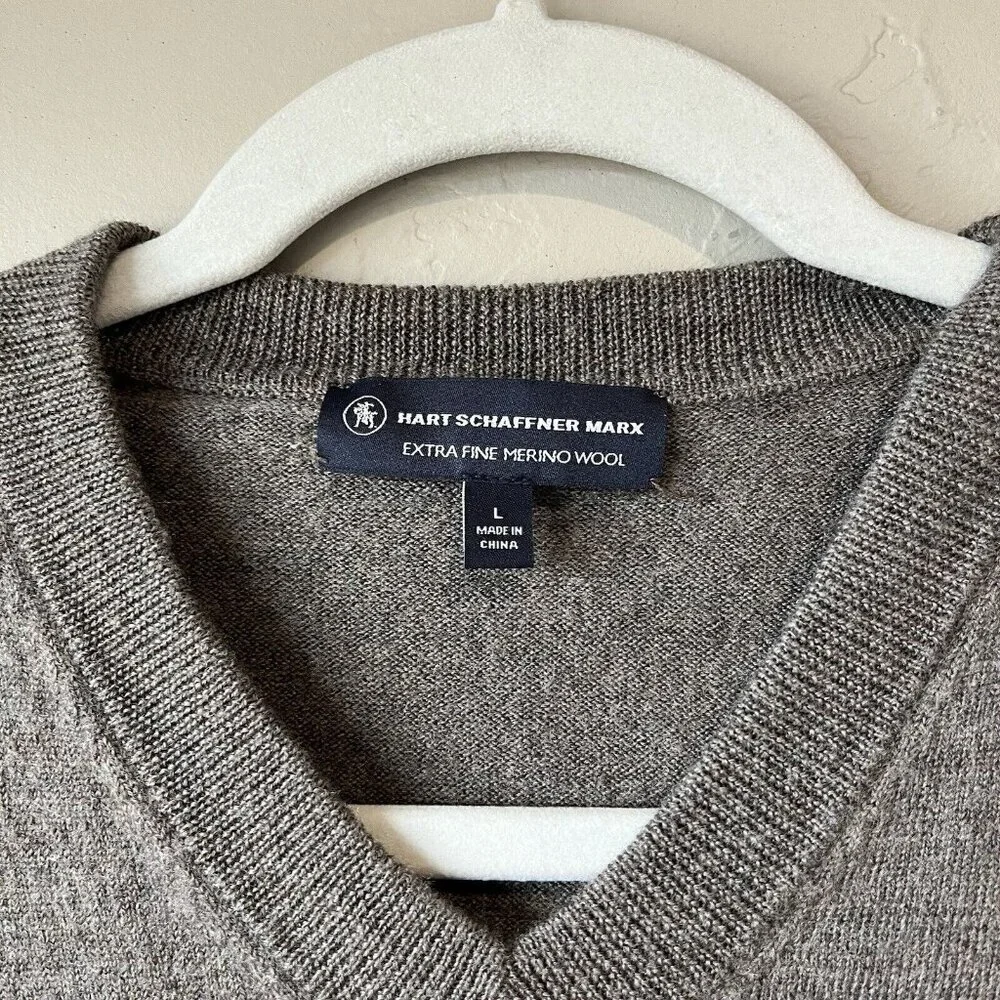 hart schaffner marx Extra Fine Merino Wool Vest Brown‎ Preppy Grandpa Sweater L